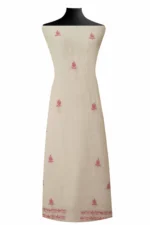 Srajann Hand Embroidered Mal Chanderi Lucknowi Chikankari Unstitched Kurta With Dupatta(SLC1618) - Image 4