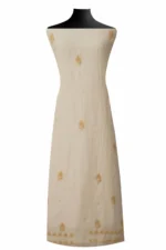 Srajann Hand Embroided Fawn Maheshwari Lucknowi Chikankari Unstitched Kurta Dupatta Set (SLC1690) - Image 5