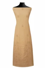 Srajann Hand Embroided Fawn Maheshwari Lucknowi Chikankari Unstitched Kurta Dupatta Set (SLC1769) - Image 3