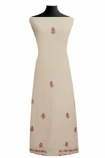 Srajann Hand Embroided white Maheshwari Lucknowi Chikankari Unstitched Kurta Dupatta Set (SLC1800) - Image 8