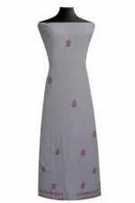 Srajann Hand Embroided Blue Maheshwari Lucknowi Chikankari Unstitched Kurta Dupatta Set (SLC1780) - Image 4