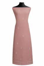 Srajann Hand Embroided Pink Maheshwari Lucknowi Chikankari Unstitched Kurta Dupatta Set (SLC1781) - Image 4