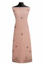 Srajann Hand Embroided Pink Maheshwari Lucknowi Chikankari Unstitched Kurta Dupatta Set (SLC1783) - Image 4