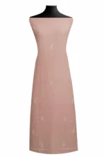 Srajann Hand Embroided Pink Maheshwari Lucknowi Chikankari Unstitched Kurta Dupatta Set (SLC1784) - Image 4