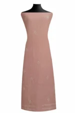 Srajann Hand Embroided Pink Maheshwari Lucknowi Chikankari Unstitched Kurta Dupatta Set (SLC1793) - Image 5