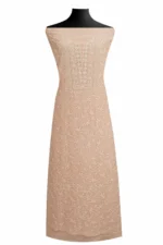 Srajann Hand Embroided Fawn Maheshwari Lucknowi Chikankari Unstitched Kurta Dupatta Set (SLC1794) - Image 2