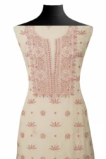 Srajann Hand Embroidered Mal Chanderi Lucknowi Chikankari Unstitched Kurta With Dupatta(SLC1761) - Image 9
