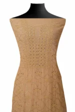 Srajann Hand Embroided Fawn Maheshwari Lucknowi Chikankari Unstitched Kurta Dupatta Set (SLC1769) - Image 4