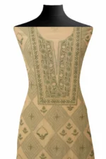 Srajann Hand Embroided Fawn Maheshwari Lucknowi Chikankari Unstitched Kurta Dupatta Set (SLC1770) - Image 8