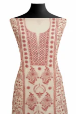 Srajann Hand Embroided white Maheshwari Lucknowi Chikankari Unstitched Kurta Dupatta Set (SLC1800) - Image 7