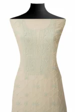 Srajann Hand Embroidered Mal Chanderi Lucknowi Chikankari Unstitched Kurta With Dupatta(SLC1598) - Image 3