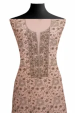 Srajann Hand Embroided Pink Maheshwari Lucknowi Chikankari Unstitched Kurta Dupatta Set (SLC1783) - Image 3