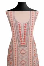 Srajann Hand Embroided Pink Maheshwari Lucknowi Chikankari Unstitched Kurta Dupatta Set (SLC1791) - Image 4