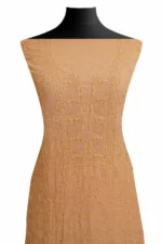 Srajann Hand Embroided Fawn Maheshwari Lucknowi Chikankari Unstitched Kurta Dupatta Set (SLC1798) - Image 4