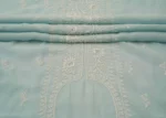 Srajann Hand Embroided Blue Mul Chanderi Lucknowi Chikankari Unstitched Kurta Dupatta Set (SLC1595) - Image 8