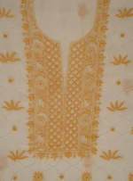 Srajann Hand Embroidered Mal Chanderi Lucknowi Chikankari Unstitched Kurta With Dupatta(SLC1719) - Image 5