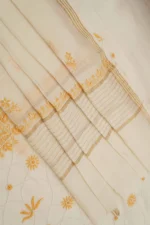 Srajann Hand Embroidered Mal Chanderi Lucknowi Chikankari Unstitched Kurta With Dupatta(SLC1719) - Image 7