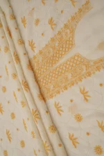 Srajann Hand Embroidered Mal Chanderi Lucknowi Chikankari Unstitched Kurta With Dupatta(SLC1719) - Image 8