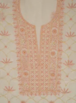 Srajann Hand Embroidered Mal Chanderi Lucknowi Chikankari Unstitched Kurta With Dupatta(SLC1760) - Image 10