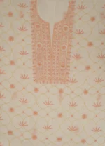 Srajann Hand Embroidered Mal Chanderi Lucknowi Chikankari Unstitched Kurta With Dupatta(SLC1760) - Image 8