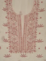 Srajann Hand Embroidered Mal Chanderi Lucknowi Chikankari Unstitched Kurta With Dupatta(SLC1761) - Image 8