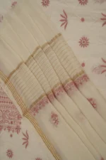 Srajann Hand Embroidered Mal Chanderi Lucknowi Chikankari Unstitched Kurta With Dupatta(SLC1761) - Image 4