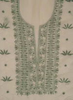 Srajann Hand Embroidered Mal Chanderi Lucknowi Chikankari Unstitched Kurta With Dupatta(SLC1763) - Image 10