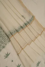 Srajann Hand Embroidered Mal Chanderi Lucknowi Chikankari Unstitched Kurta With Dupatta(SLC1763) - Image 8