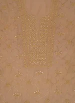 Srajann Hand Embroided Fawn Maheshwari Lucknowi Chikankari Unstitched Kurta Dupatta Set (SLC1769) - Image 6