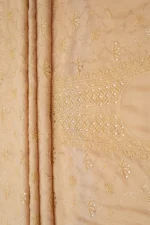 Srajann Hand Embroided Fawn Maheshwari Lucknowi Chikankari Unstitched Kurta Dupatta Set (SLC1769) - Image 9