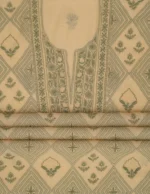 Srajann Hand Embroided Fawn Maheshwari Lucknowi Chikankari Unstitched Kurta Dupatta Set (SLC1770) - Image 5