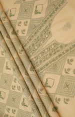 Srajann Hand Embroided Fawn Maheshwari Lucknowi Chikankari Unstitched Kurta Dupatta Set (SLC1770) - Image 4