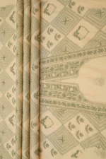 Srajann Hand Embroided Fawn Maheshwari Lucknowi Chikankari Unstitched Kurta Dupatta Set (SLC1770) - Image 3