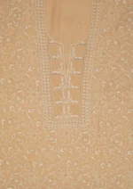 Srajann Hand Embroided Fawn Maheshwari Lucknowi Chikankari Unstitched Kurta Dupatta Set (SLC1771) - Image 8