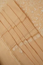 Srajann Hand Embroided Fawn Maheshwari Lucknowi Chikankari Unstitched Kurta Dupatta Set