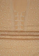 Srajann Hand Embroided Fawn Maheshwari Lucknowi Chikankari Unstitched Kurta Dupatta Set (SLC1771) - Image 7
