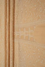 Srajann Hand Embroided Fawn Maheshwari Lucknowi Chikankari Unstitched Kurta Dupatta Set (SLC1771) - Image 6