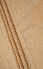 Srajann Hand Embroided Fawn Maheshwari Lucknowi Chikankari Unstitched Kurta Dupatta Set (SLC1771) - Image 5