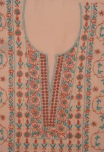 Srajann Hand Embroided Peach Maheshwari Lucknowi Chikankari Unstitched Kurta Dupatta Set (SLC1773) - Image 11