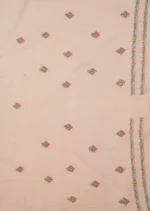 Srajann Hand Embroided Peach Maheshwari Lucknowi Chikankari Unstitched Kurta Dupatta Set (SLC1773) - Image 10