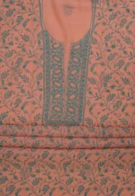 Srajann Hand Embroided Peach Maheshwari Lucknowi Chikankari Unstitched Kurta Dupatta Set (SLC1774) - Image 8