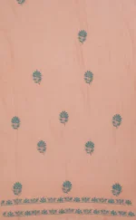 Srajann Hand Embroided Peach Maheshwari Lucknowi Chikankari Unstitched Kurta Dupatta Set (SLC1774) - Image 11