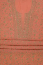 Srajann Hand Embroided Peach Maheshwari Lucknowi Chikankari Unstitched Kurta Dupatta Set