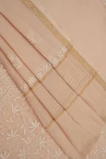 Srajann Hand Embroided Fawn Maheshwari Lucknowi Chikankari Unstitched Kurta Dupatta Set (SLC1794) - Image 5