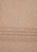 Srajann Hand Embroided Fawn Maheshwari Lucknowi Chikankari Unstitched Kurta Dupatta Set (SLC1794) - Image 7