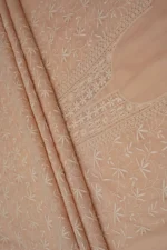 Srajann Hand Embroided Fawn Maheshwari Lucknowi Chikankari Unstitched Kurta Dupatta Set (SLC1794) - Image 8