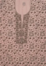 Srajann Hand Embroided Pink Maheshwari Lucknowi Chikankari Unstitched Kurta Dupatta Set (SLC1783) - Image 9
