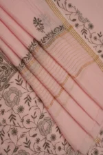 Srajann Hand Embroided Pink Maheshwari Lucknowi Chikankari Unstitched Kurta Dupatta Set (SLC1783) - Image 10