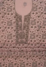 Srajann Hand Embroided Pink Maheshwari Lucknowi Chikankari Unstitched Kurta Dupatta Set (SLC1783) - Image 7