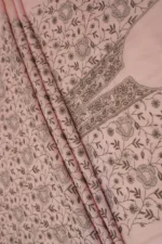 Srajann Hand Embroided Pink Maheshwari Lucknowi Chikankari Unstitched Kurta Dupatta Set (SLC1783) - Image 6